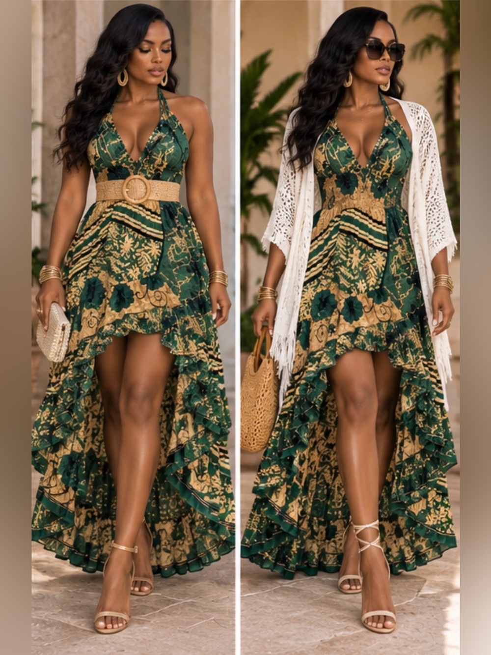 Indian Silk Hi-Low Maxi Dress